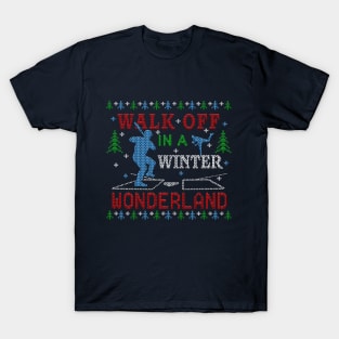 Walk Off in a Winter Wonderland Baseball Ugly Christmas Sweater Design T-Shirt